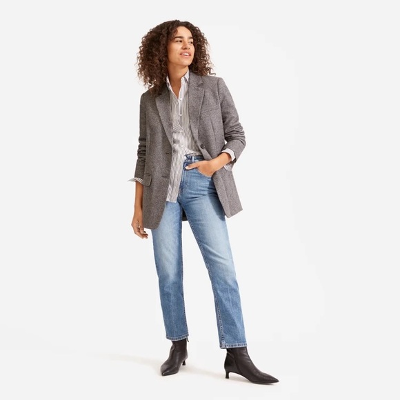 NWT Everlane The Oversized Blazer in Grey Herringbone Size 12 - Picture 2 of 8